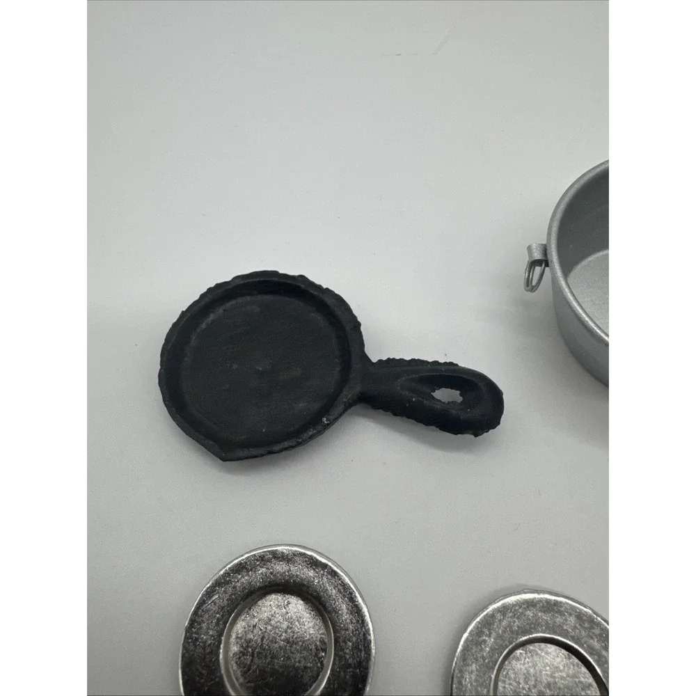 Miniature Dollhouse Kitchen Cookware Lot  Iron Skillet Knife Tin Dish Cast Metal